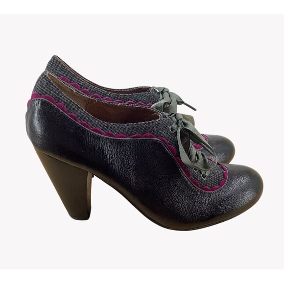 Poetic Licence Shoes - Poetic License Backlash Oxford Heels Leather Women’s Size EU 38 Black/Fuchsia
